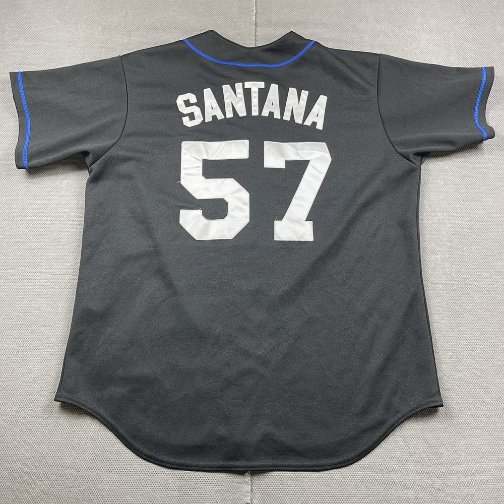 Vintage New York Mets Jersey Mens XL Johan Santana‎ #57 Stitched Majestic Black